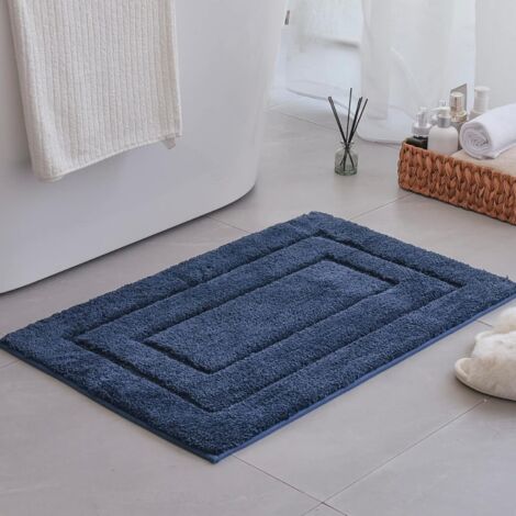 Alfombrilla de baño, dimensiones 40 x 60 cm, lavable, ultrasuave y antideslizante, de microfibra, color azul oscuro.