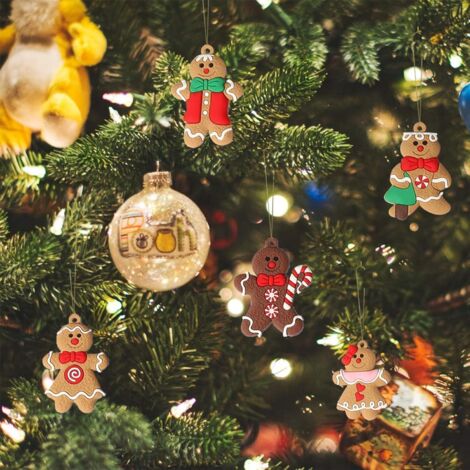 Juego de 12 figuritas de hombrecitos de jengibre para el árbol de Navidad, surtido de figuritas colgantes, 7,6 cm de altura.