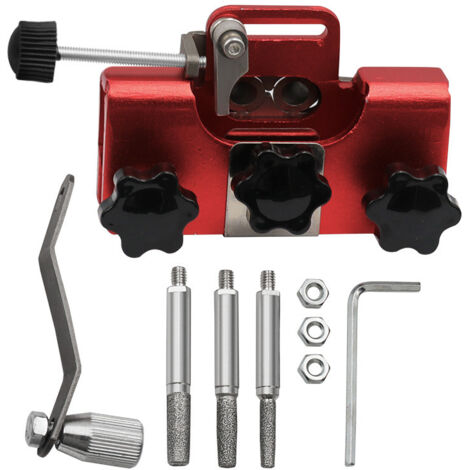Afilador de cadena para motosierra, herramienta portátil con manivela y 4 varillas de afilado, afilador de cadena para motosierra (rojo)