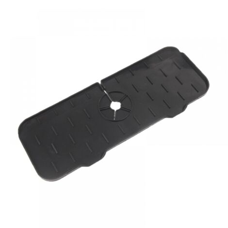 Una bandeja recogegotas (negra) para grifo, alfombrilla de silicona para grifo, adecuada para fregaderos, cocinas, baños, restaurantes, etc., alfombrilla recogegotas multifuncional.