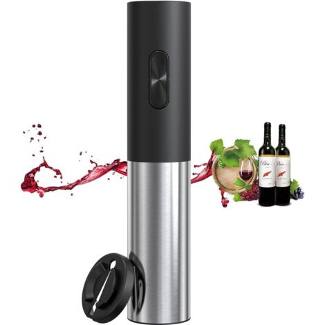 Abrebotellas eléctrico a pilas, abrebotellas automático con tapón 2 en 1, sacacorchos portátil y cortador de papel de aluminio.