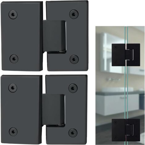 Bisagras para puerta de ducha de cristal, bisagras para puerta de ducha de cristal de 180 grados, negras (2 piezas).