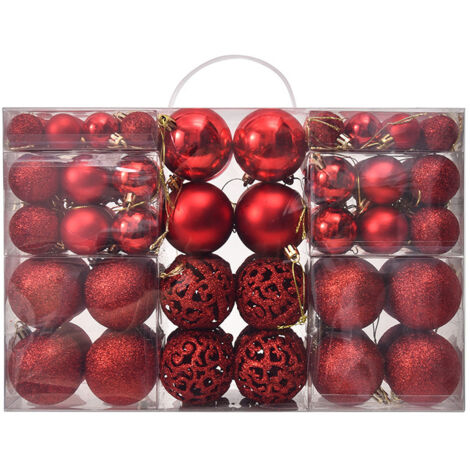 100 adornos navideños de plástico para colgar, perfectos para fiestas navideñas, bodas y otras celebraciones (rojo).