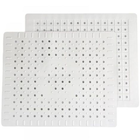 Juego de dos piezas en color blanco, protector de fregadero de cocina de goma antideslizante, resistente y duradero, fácil de limpiar pero sin bordes afilados.