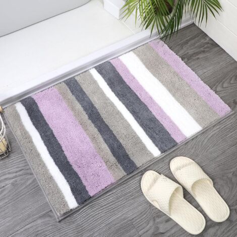 Alfombrilla de baño antideslizante, ultrasuave, absorbente y gruesa, lavable a máquina, fabricada en microfibra, color morado, 60 x 90 cm.