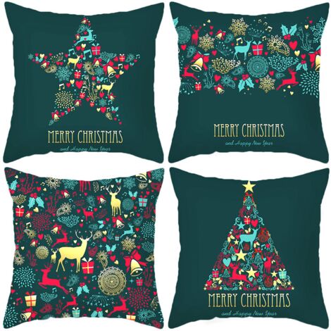 Funda de almohada navideña, funda de almohada decorativa de 45x45 cm con cremallera invisible.