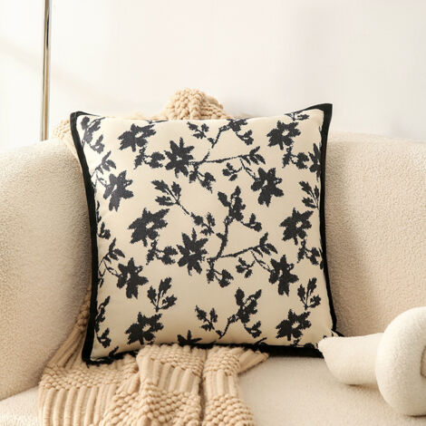 Cojín de una sola pieza sin relleno, con estampado floral, de 45 x 45 cm, superficie de terciopelo ligero, cojín decorativo para salón y cama.