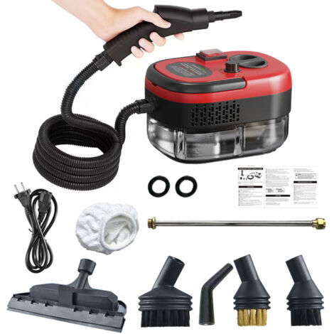 Limpiador a vapor de alta presión de 2500 W y 220 V, apto para coches, cocinas, baños y juntas de azulejos (rojo).