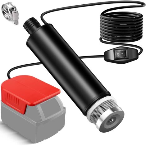 Minibomba de agua compatible con la batería Milwaukee M18, bomba sumergible portátil de 500 GPH con filtros de sedimentos (solo herramienta).