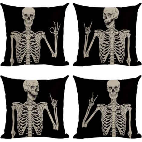Fundas de almohada con temática de Halloween (45 x 45 cm, almohada no incluida, 4 unidades por juego)
