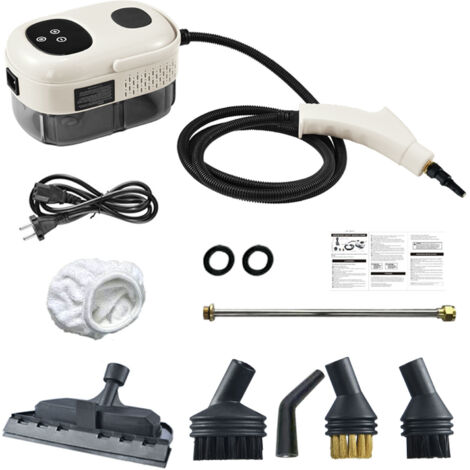 Limpiador a vapor portátil de 2500 W, ideal para limpiar coches, cocinas, juntas de azulejos, suelos, etc. (Pantalla táctil blanca)