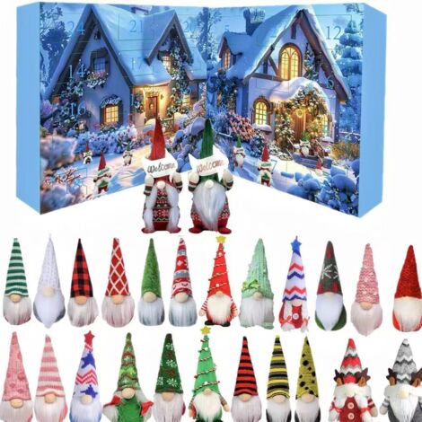 Calendarios de Adviento de Gnomos 2025, Calendario de Adviento navideño con 24 muñecos de gnomos, para colocar sobre la chimenea o la puerta principal durante las fiestas. (1/5)