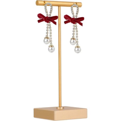 Soporte metálico para exhibir pendientes, pequeño soporte para guardar y organizar pendientes, [Oro]
