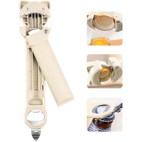 Abrebotellas, abrelatas, abrelatas para personas con manos débiles, artritis, ancianos, personas con poca fuerza y niños (blanco)