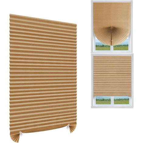 Persianas plisadas autoadhesivas, aptas para oficinas, salas de estar y dormitorios, semiopacas, fáciles de instalar, color marrón, 1 unidad (60 x 150 cm).