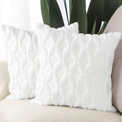 Fundas de cojín suaves y afelpadas, perfectas para un sofá de dormitorio de lujo, blancas, de 45 x 45 metros.