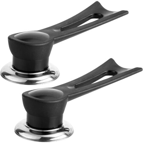 Juego de 2 pomos de baquelita para tapas de ollas, mango largo anti-quemaduras, para ollas y sartenes, 15 cm, color negro.