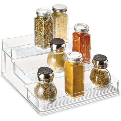 Estantería de almacenamiento de cocina, estante grande de tres niveles para cocina en plástico transparente.