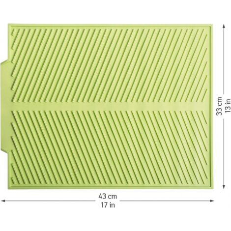 Alfombrilla de drenaje de silicona verde, aislante térmica y antibacteriana, resistente al calor y antideslizante, dimensiones: 43 x 33 cm.