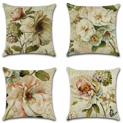 Funda de cojín impermeable para exteriores, con estampado floral decorativo, de 45x45 cm, ideal para patios y jardines.