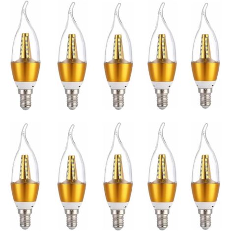 Paquete de 10 bombillas LED E14 de 7W de bajo consumo, ideales para focos, lámparas de araña, lámparas de hotel, decoración de interiores y lámparas de mesa de cocina. Luz blanca fría.