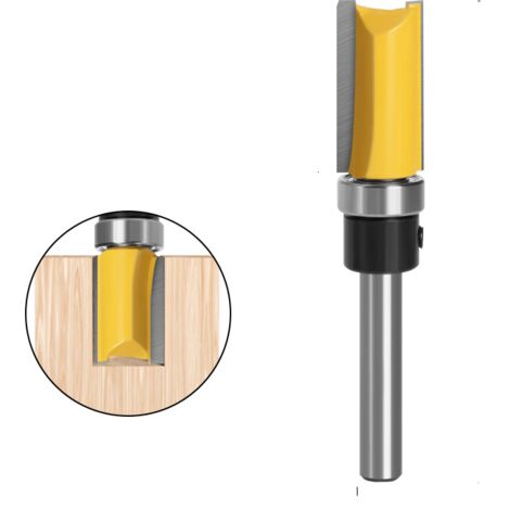 Fresa para madera con vástago de 6,35 mm (1/4 pulg.), perfil al ras y rodamiento, herramienta para trabajar la madera (1/4 x 1/2 pulg. x 25 mm)