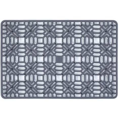 Alfombrilla de silicona antideslizante y resistente al calor para fregadero, color gris, plegable, 40 × 27 cm.
