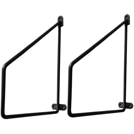 Soporte de estante de acero macizo de 2 piezas, soporte triangular para estante, soporte de pared para tabique divisorio, marco de estante flotante tipo trípode (25 cm, negro)