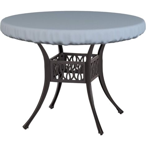 Mantel redondo impermeable, apto para muebles de jardín y mesas de centro (92 cm de diámetro x 10 cm de altura, gris).