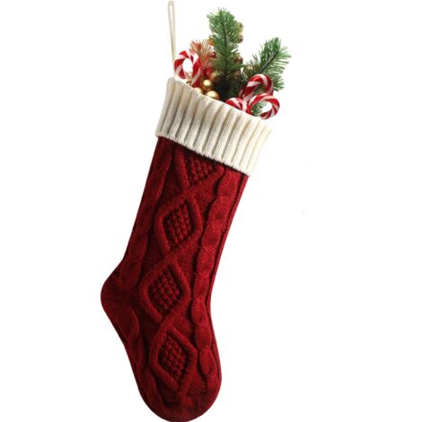 Calcetines navideños de 45 cm (18 pulgadas), calcetines navideños grandes de punto retorcido, calcetines navideños de colores contrastantes para la chimenea.