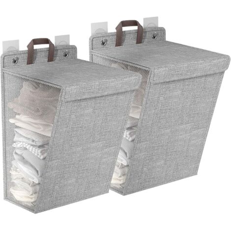 Nueva cesta de ropa plegable y práctica para colgar en la pared, ideal para hogares, residencias estudiantiles o pisos de estudiantes (2 unidades, gris).