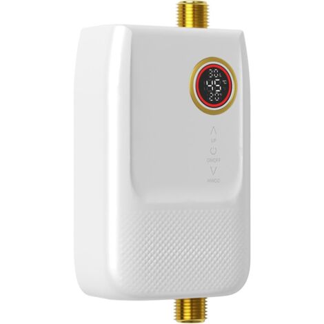 Calentador de agua eléctrico instantáneo, 5500 vatios, 220 voltios, con pantalla digital, apto para cocinas, baños y autocaravanas (blanco).