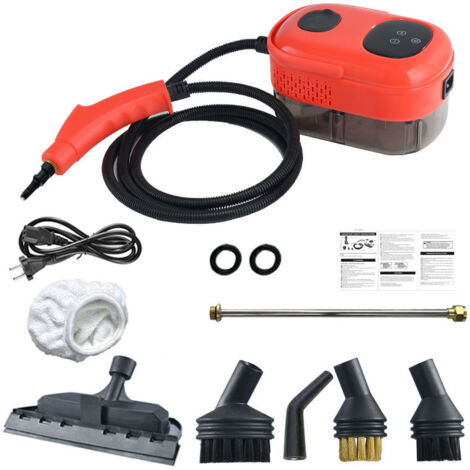 Limpiador a vapor portátil de 2500 W, ideal para limpiar coches, cocinas, juntas de azulejos, suelos, etc. (Pantalla táctil roja)