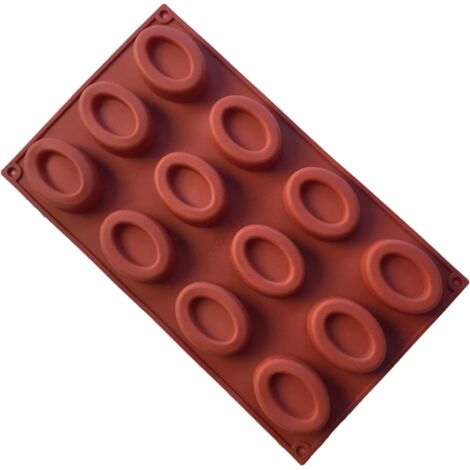 Rojo - 1 paquete de moldes de silicona para muffins, cupcakes y gelatinas - mini donas ovaladas, se envían al azar (29,7 x 17,2 x 1,7 cm)