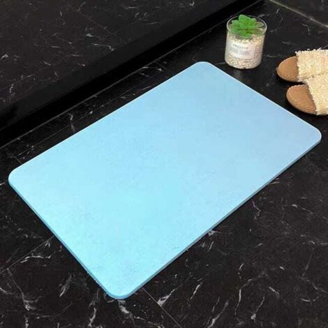 Alfombrilla de tierra de diatomeas, material duro, apta para baños y cocinas (azul, 39 x 60 x 0,9 cm)