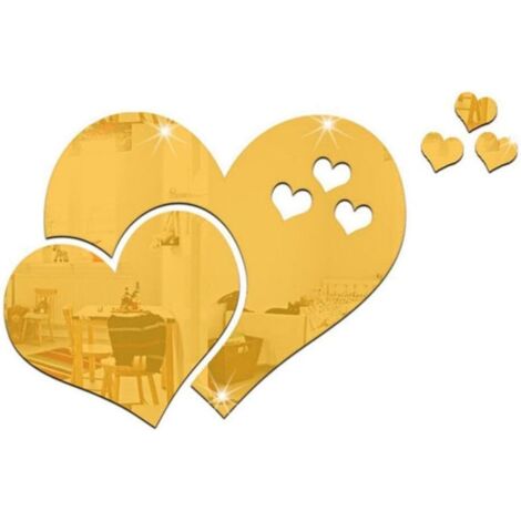 Adhesivo de pared con espejo en forma de corazón 3D, calcomanía de espejo acrílico DIY para decorar la pared del fondo de la sala de estar.