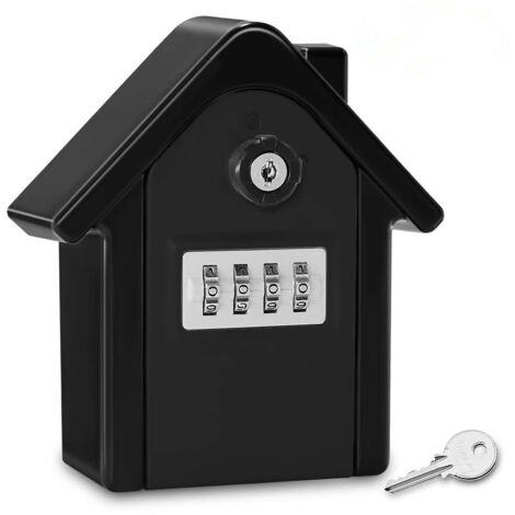 Caja fuerte mural negra para llaves con cerradura digital de combinación y llave de emergencia. Caja fuerte de gran capacidad para exteriores, ideal para el hogar, la oficina y otros lugares.
