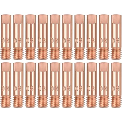 Puntas de contacto de soldadura de cobre 15AK, M6 x 24 mm, para antorchas de soldadura MIG/MAG 15AK. Accesorios y piezas de desgaste (0,8 mm). Paquete de 20 unidades.