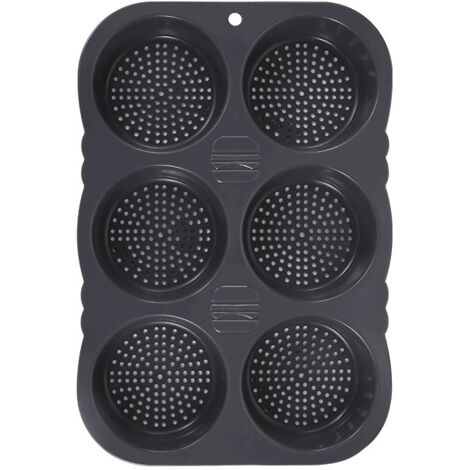 Molde de silicona para pan, molde antiadherente de 6 cavidades para pastel de chocolate, apto para hamburguesas, panecillos, magdalenas, etc.