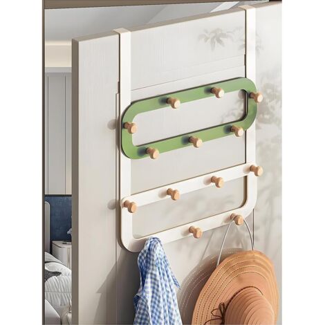 Gancho para puerta de 14 ganchos – Ideal para dormitorios y baños, para colgar ropa, toallas, etc. color verde.
