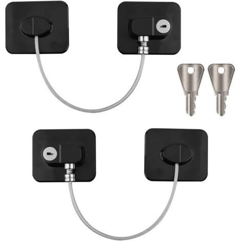 Cierre de seguridad infantil para refrigerador, paquete de 2, cerradura para puerta de refrigerador, cerradura de seguridad para bebés, negro