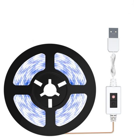 Tira de luces LED inteligente con sensor deslizante, iluminación ambiental autoadhesiva USB, tira de luces LED impermeable de 5 V, luz blanca, 2 metros.