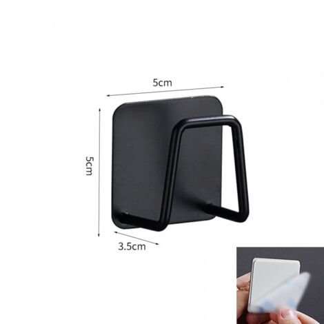 Soporte autoadhesivo para esponjas de acero inoxidable negro, dimensiones 5 5 3,5 cm, gancho para fregadero de cocina, soporte autoadhesivo para esponjas, material de acero inoxidable, adecuado para