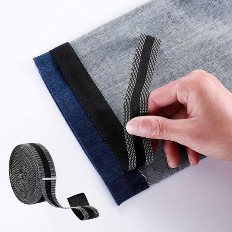 Cinta para planchar, cinta para dobladillos de cortinas, 2,5 cm x 5 metros, cinta adhesiva negra para dobladillos de pantalones.