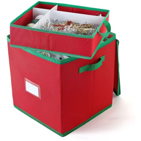 Caja de almacenamiento para adornos navideños con 4 bandejas extraíbles, fabricada en tela Oxford, con tapa.