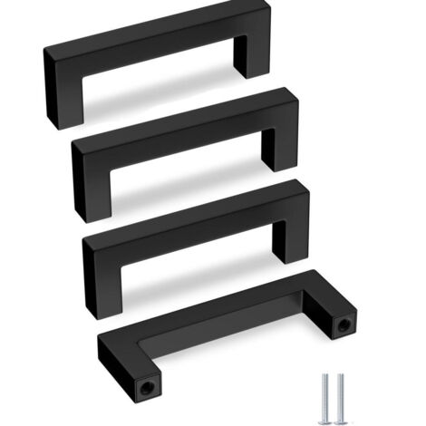 Juego de 4 tiradores para cajones de 9,6 cm, tiradores para muebles de cocina, de acero inoxidable negro, aptos para tocadores.