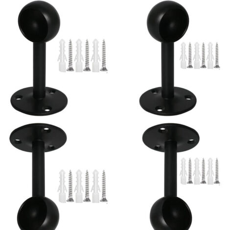 4 soportes para cortinas/cortinas de ducha/barras de armario, diámetro del orificio: 32 mm, con brida y base para fijación al techo.