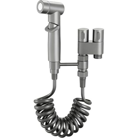 Adaptador universal para grifo de inodoro de dos vías con válvula de doble control (1 entrada/2 salidas), bidé portátil (gris).
