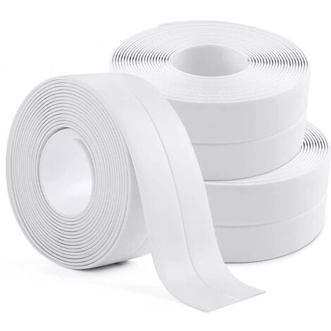 rollos (blancos) de cinta de sellado impermeable, sellador para baño, cinta adhesiva de PVC para cocinas, para