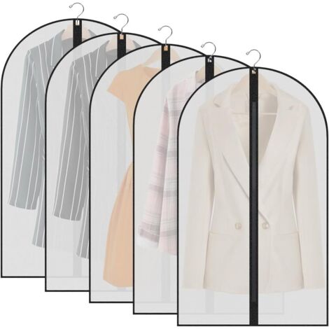 Funda para ropa, juego de 5 piezas, a prueba de polvo, con cremallera, apta para camisas, chaquetas y trajes (60 x 100 cm)